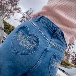 Bratz × Dolls Kill  heart Pocket rhinestone adorable str8leg jeans!